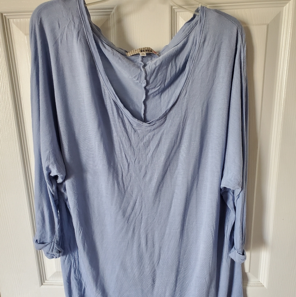 Blue Scoop Neck Blouse